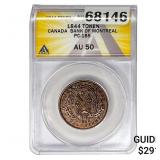 1844 Canada Bank of Montreal Token ANACS AU50