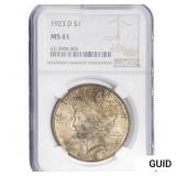 1923-D Silver Peace Dollar NGC MS61