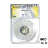 1881 Nickel Three Cent ANACS AU50 CN3C