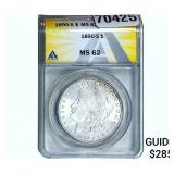 1890-S Morgan Silver Dollar ANACS MS62