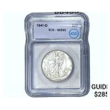 1941-D Walking Liberty Half Dollar ICG MS65