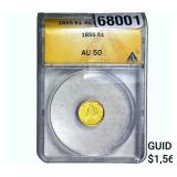 1855 Rare Gold Dollar ANACS AU50