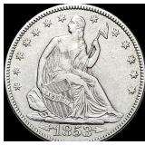 1853 Arrows/Rays Seated Liberty Half Dollar NEARL