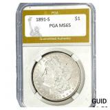 1891-S Morgan Silver Dollar PGA MS65