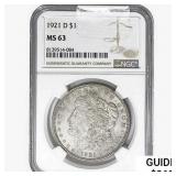 1921-D Morgan Silver Dollar NGC MS63