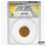 NY Token 630AY-1a Civil War Storecard ANACS AU58