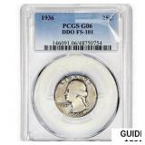 1936 Washington Silver Quarter PCGS G06 DDO FS-101