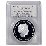 2020-P Tuvalu 2OZ SIlver $2 Iwo Jima 75th Anniv.
