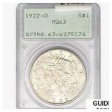 1922-D Silver Peace Dollar PCGS MS63