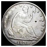 1876 Seated Liberty Half Dollar CLOSELY UNCIRCULAT