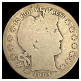 1904-S Silver Barber Half Dollar LIGHTLY CIRCULAT