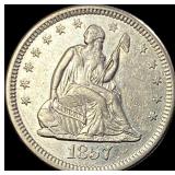 1857-O Silver Seated Liberty Quarter CLOSELY  UNC