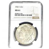 1921-s Morgan Silver Dollar NGC MS61