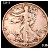 1921-S Walking Liberty Half Dollar NEARLY UNCIRCUL