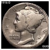 1916-D Mercury Dime LIGHTLY CIRCULATED
