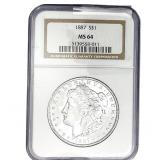 1887 Morgan Silver Dollar NGC MS64