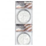 [2 Coins]2021-2022 Silver Eagle ANACS Brilliant UN
