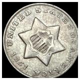 1851-O Silver Three-Cent Piece NEARLY  UNCIRCULAT