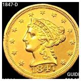 1847-D $2.50 Gold Quarter Eagle CHOICE BU