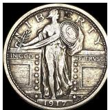 1917 Type 1 Standing Liberty Quarter NEARLY UNCIR