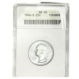 1946-S Washington Silver Quarter ANACS MS65