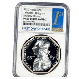 2020 France 2OZ SIlver 5 Euro Lafayette-Octagonal