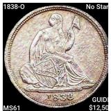 1838-O No Stars Seated Liberty Half Dime UNCIRCULA