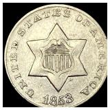 1853 Silver Three-Cent Piece NEARLY UNCIRCULATED