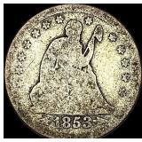 1853 Arrows/Rays Seated Liberty Quarter  NICELY C