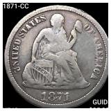 1871-CC Seated Liberty Dime NEARLY UNCIRCULATED