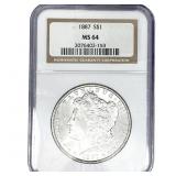 1887 Morgan Silver Dollar NGC MS64