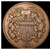 1865 Copper Two-Cent Piece NEARLY UNCIRCULATED