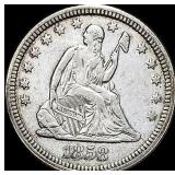 1858 Seated Liberty Silver Quarter NEARLY UNCIRCU