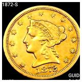 1872-S $2.50 Gold Quarter Eagle CHOICE AU
