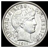 1911 Silver Barber Dime CLOSELY UNCIRCULATED
