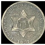 1851 Silver Three-Cent Piece LIGHTLY CIRCULATED