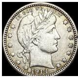 1914 Barber Silver Quarter NEARLY UNCIRCULATED