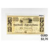 1840 $1000 Bank of U.S. Bank Note-Philadelphia
