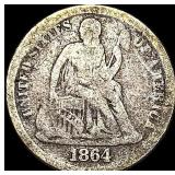 1864-S Silver Seated Liberty Dime NICELY CIRCULAT
