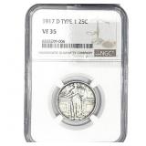 1917-D Standing Liberty Quarter NGC VF35 Type 1