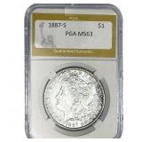 1887-S Morgan Silver Dollar PGA MS63