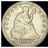 1853 Arrows/Rays Seated Liberty Quarter NICELY CI
