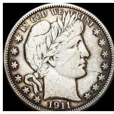 1911 Silver Barber Half Dollar LIGHTLY CIRCULATED
