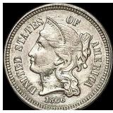 1866 Nickel Three-Cent Piece CHOICE AU