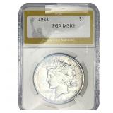 1921 Silver Peace Dollar PGA MS65