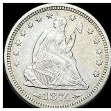 1874-S Arrows Seated Liberty Quarter CLOSELY UNCI