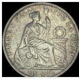 1879 Peru Silver Un Sol NEARLY UNCIRCULATED