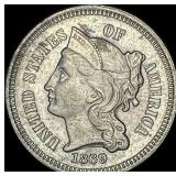 1869 Nickel Three-Cent Piece CHOICE AU