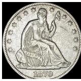 1870 Seated Liberty Half Dollar CLOSELY UNCIRCULA