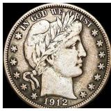 1912-S Silver Barber Half Dollar ABOUT UNCIRCULAT